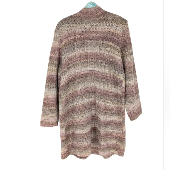 J. Jill Wool Blend Long Cardigan Sweater Y2K Ombre Knit Large - Picture 3 of 5